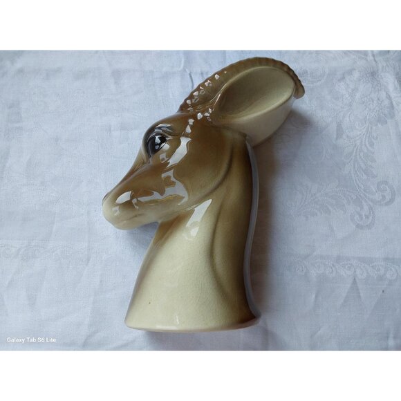 Vintage Royal Copley gazelle head ceramic vase 8.5 inch tall - Picture 2 of 10